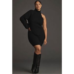 NEW By Anthropologie Asymmetrical Slim Cold Shoulder Sweater Mini Dress Plus 3X